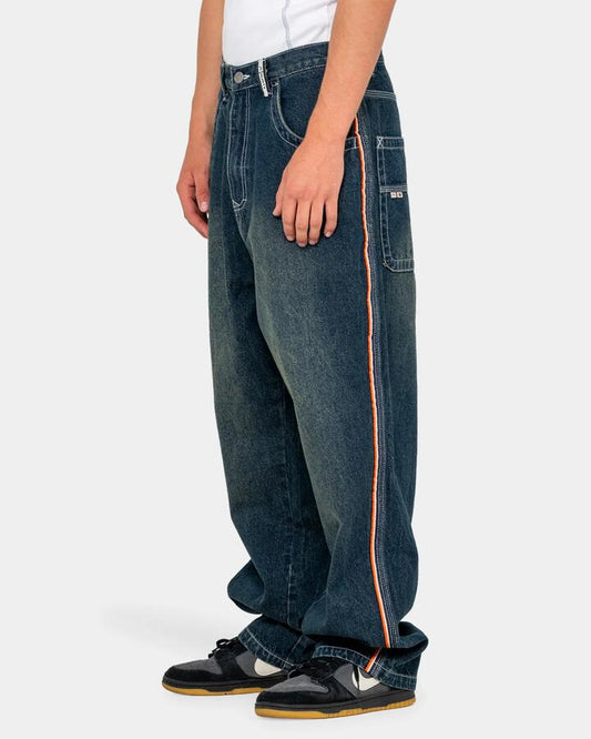 Image of Jeans. Product name - Rusty Mens Flip Daddy 2.0 Denim Jeans Dark N Dirty / Orang in Dark N Dirty / Orang colour by brand - Rusty