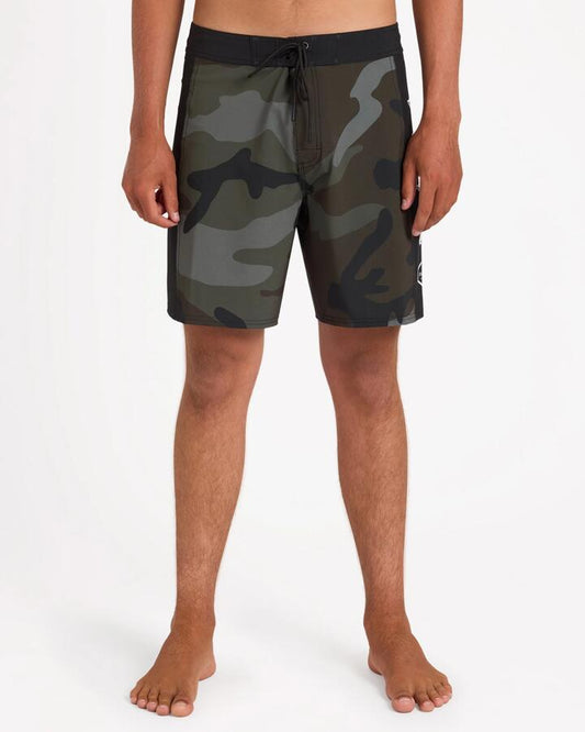 Image of Swimwear. Product name - Rvca Mens Apex 2 Trunk 18" Boardshorts Camo in Camo colour by brand - Rvca