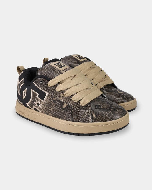 Image of Shoes. Product name - DC Shoes Mens Court Graffik S Skate Shoes Tan/Black in Tan/Black colour by brand - DC Shoes