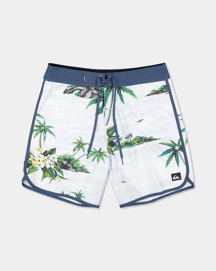 Image of Swimwear. Product name - Quiksilver Mens Surfsilk Scallop 18" Boardshorts Sky Way Island Breeze in Sky Way Island Breeze colour by brand - Quiksilver