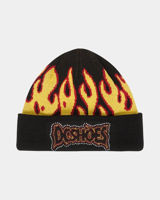 Image of Hats. Product name - DC Shoes Mens Burning Beanie Black in Black colour by brand - DC Shoes