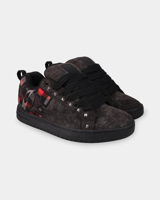 Image of Shoes. Product name - DC Shoes Mens Court Graffik S Skate Shoes Black/Red/Black in Black/Red/Black colour by brand - DC Shoes