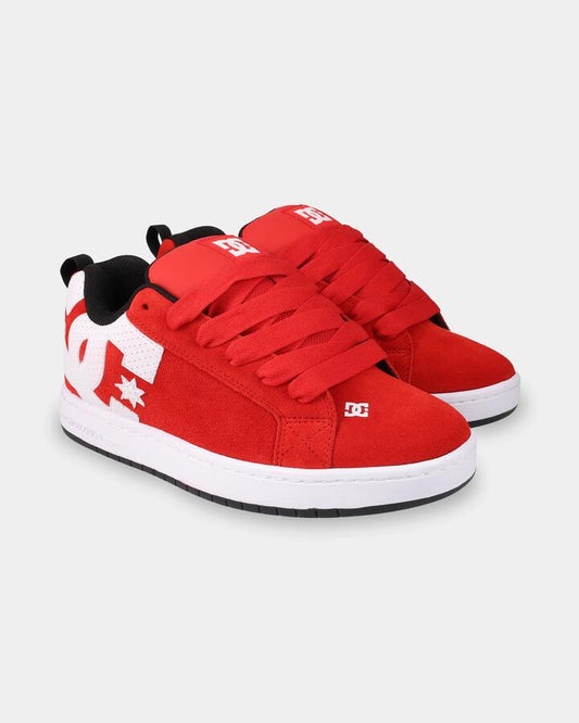 Image of Shoes. Product name - DC Shoes Mens Court Graffik S Skate Shoes Red/White in Red/White colour by brand - DC Shoes