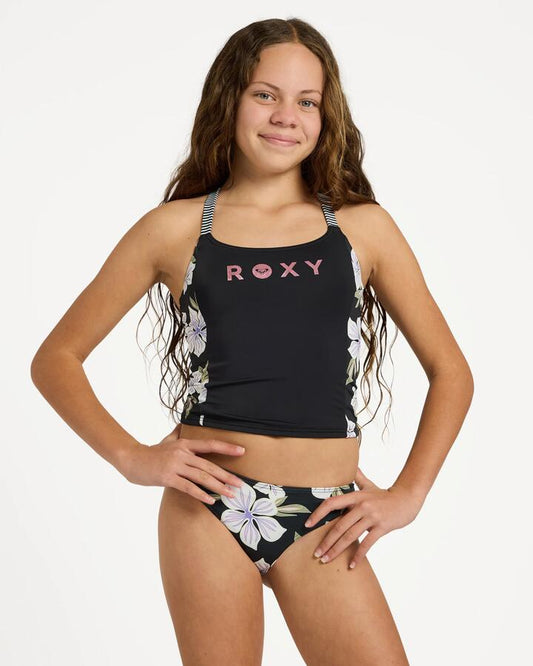 Image of Accessories. Product name - Roxy Girls 8-16 Of The Pacific Tankini Two Piece Anthracite Of The Pacific S in Anthracite Of The Pacific S colour by brand - Roxy