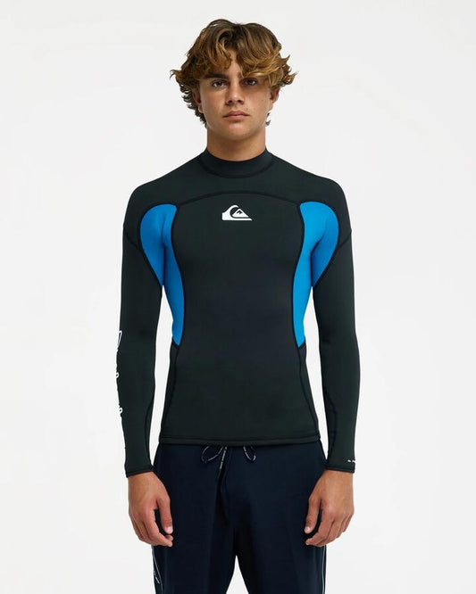 Image of a model wearing Tops. Product name - Quiksilver Mens Prologue 1Mm Long Sleeve Wetsuit Jacket Seaport in Seaport colour by brand - Quiksilver