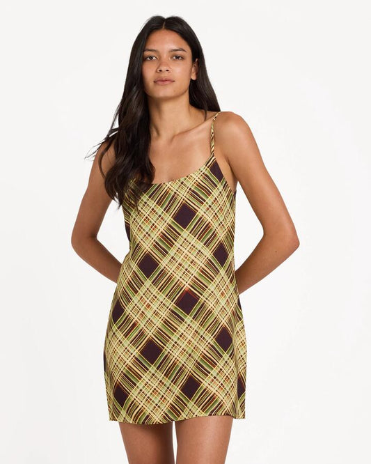 Image of Dresses. Product name - Rvca Womens Macarthur Midi Dress Chocolate in Chocolate colour by brand - Rvca