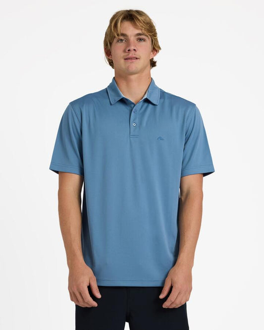 Image of a model wearing Shorts. Product name - Quiksilver Mens Pacific Polo Short Sleeve Shirt Coronet Blue in Coronet Blue colour by brand - Quiksilver