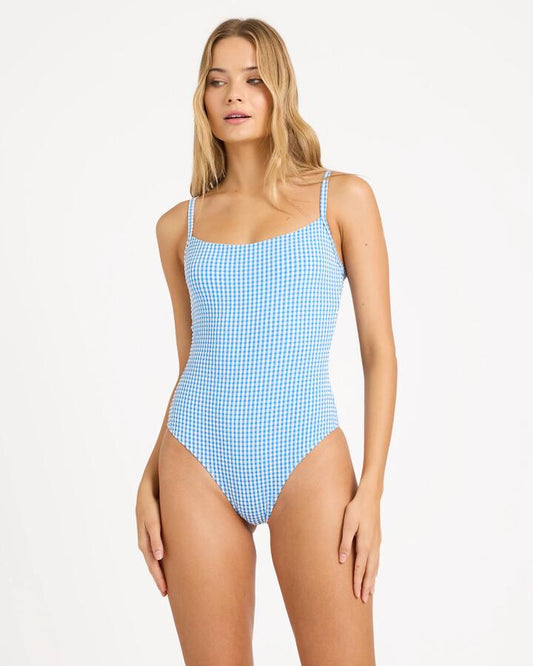 Image of Swimwear. Product name - Billabong Womens Mini Wave Check Mia Dd One Piece Swimsuit True Blue in True Blue colour by brand - Billabong