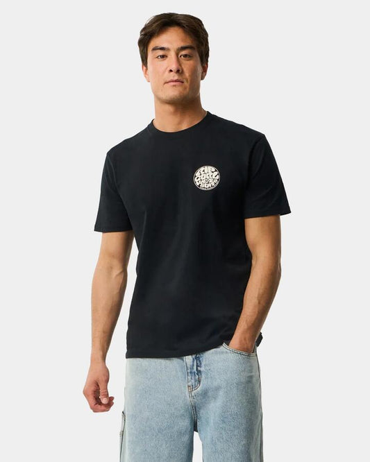 Image of T-Shirts. Product name - Rip Curl Mens Wettie Icon T-Shirt Black in Black colour by brand - Rip Curl