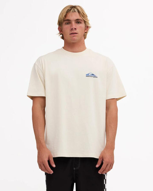 Image of T-Shirts. Product name - Quiksilver Mens Quik Core Oversized T-Shirt Bone White in Bone White colour by brand - Quiksilver