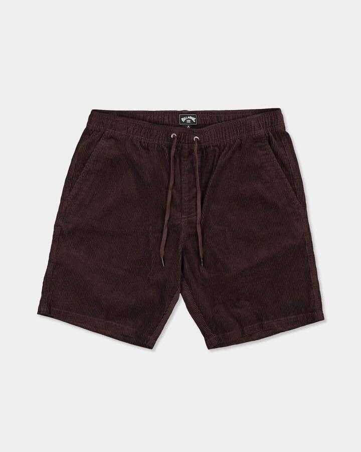 Image of a model wearing Shorts. Product name - Billabong Mens Larry Cord Elastic Waist Shorts Coffee Bean in Coffee Bean colour by brand - Billabong