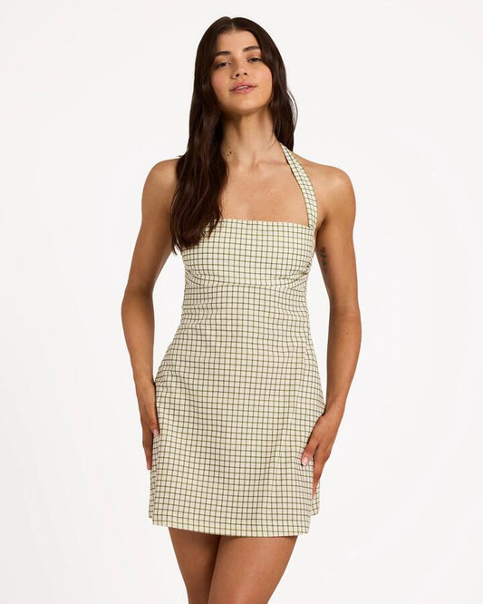 Image of Dresses. Product name - Billabong Womens Break Line Mini Dress Salt Crystal in Salt Crystal colour by brand - Billabong