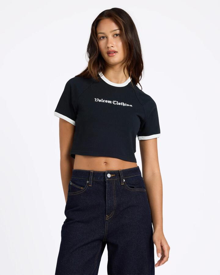 Image of T-Shirts. Product name - Volcom Womens Eyeonu T-Shirt Vintage Black in Vintage Black colour by brand - Volcom