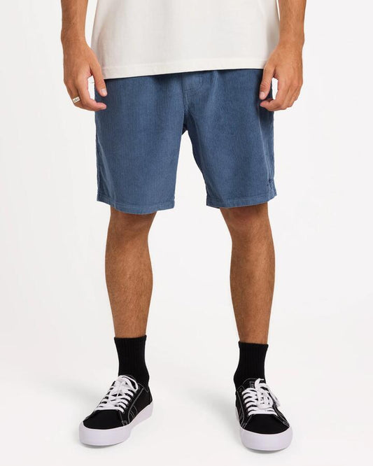 Image of a model wearing Shorts. Product name - Billabong Mens Larry Cord Walkshorts China Blue in China Blue colour by brand - Billabong