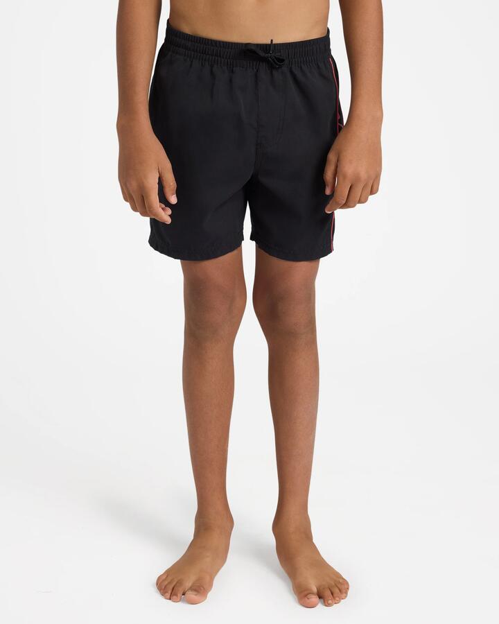 Image of a model wearing Shorts. Product name - Quiksilver Boys 8-16 Everyday Vert 14" Volley Shorts Black in Black colour by brand - Quiksilver