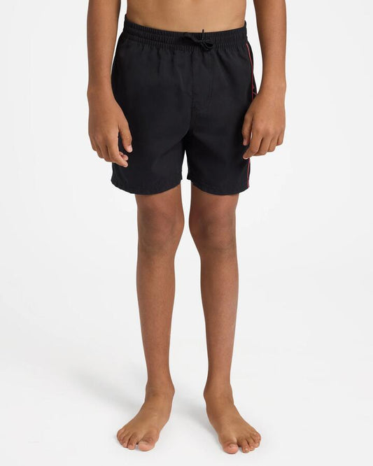 Image of a model wearing Shorts. Product name - Quiksilver Boys 8-16 Everyday Vert 14" Volley Shorts Black in Black colour by brand - Quiksilver