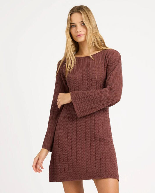 Image of Dresses. Product name - Billabong Womens Mindy Mini Dress Esspresso in Esspresso colour by brand - Billabong