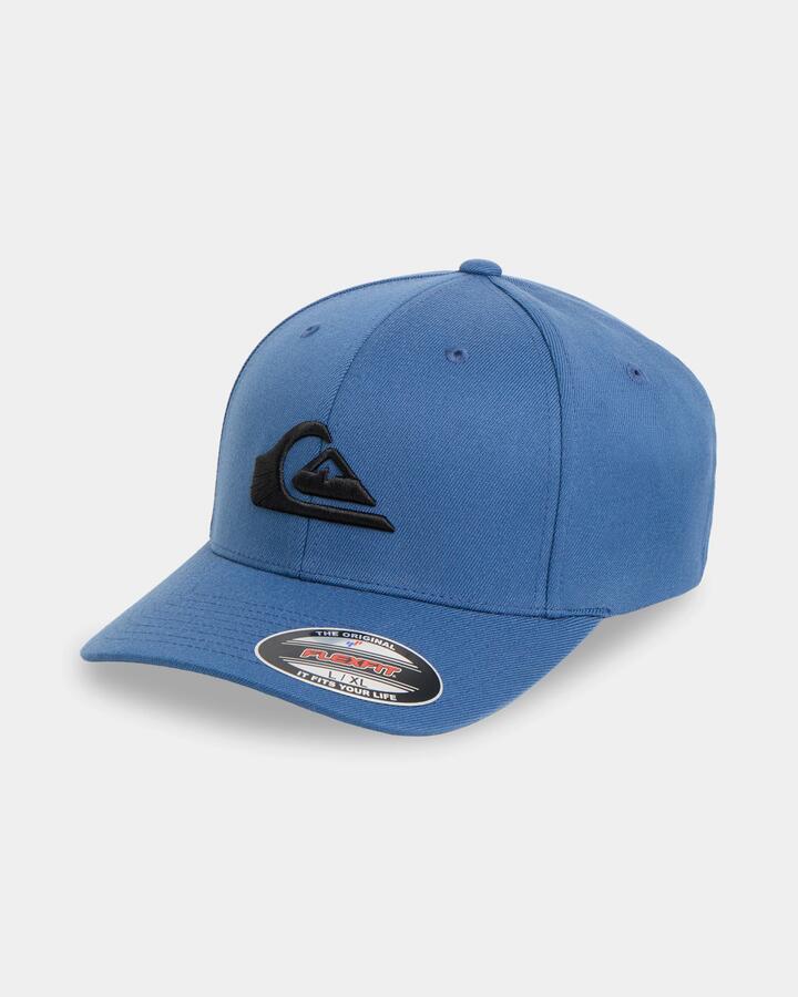 Image of Hats. Product name - Quiksilver Mens Mountain And Wave Stretchfit Cap Blue Horizon in Blue Horizon colour by brand - Quiksilver