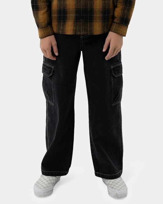 Image of Jeans. Product name - Santa Cruz Boys 8-14 Reverse Dot Patch Denim Jeans Washed Black in Washed Black colour by brand - Santa Cruz