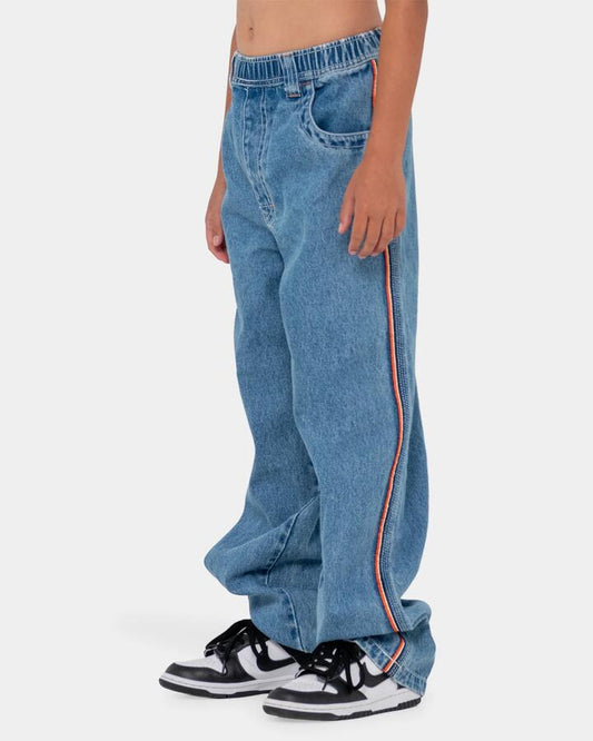 Image of Jeans. Product name - Rusty Boys 8-16 Flip Daddy 2.0 Denim Jeans Middy Blue in Middy Blue colour by brand - Rusty