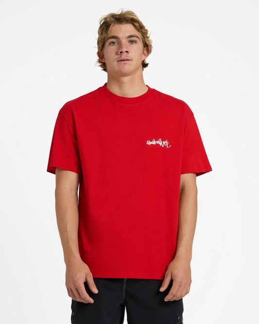Image of T-Shirts. Product name - Quiksilver Mens Yg Spray Oversized T-Shirt Salsa in Salsa colour by brand - Quiksilver