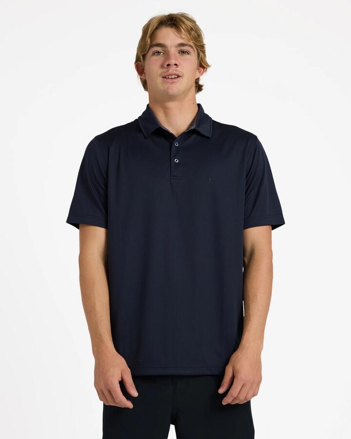 Image of a model wearing Shorts. Product name - Quiksilver Mens Pacific Polo Short Sleeve Shirt Dark Navy in Dark Navy colour by brand - Quiksilver