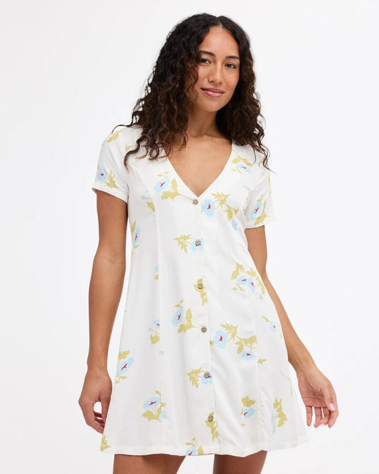 Image of Dresses. Product name - RVCA Womens Jade Mini Dress Cloud in Cloud colour by brand - RVCA