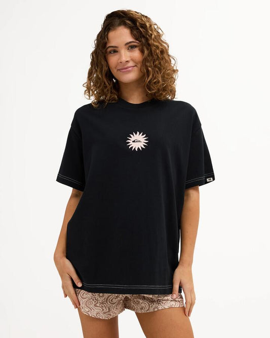 Image of T-Shirts. Product name - Quiksilver Womens Le Soleil T-Shirt Black in Black colour by brand - Quiksilver
