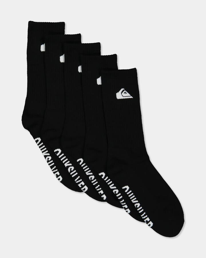 Image of Socks. Product name - Quiksilver 5 Pack Crew Socks Black in Black colour by brand - Quiksilver