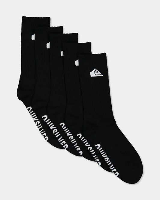 Image of Socks. Product name - Quiksilver 5 Pack Crew Socks Black in Black colour by brand - Quiksilver