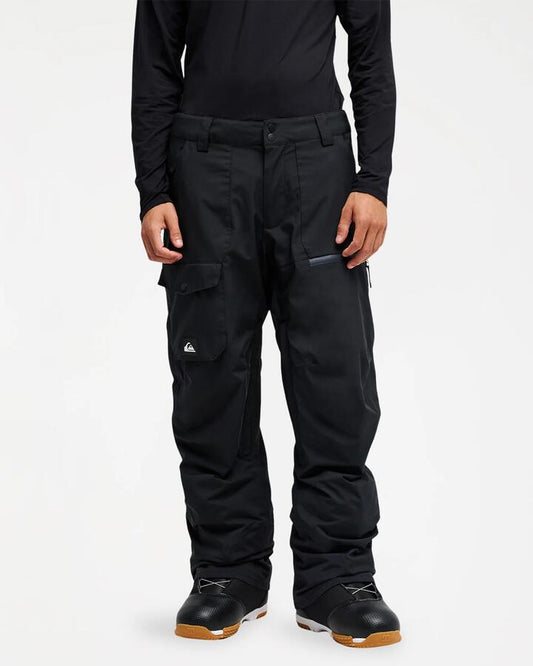 Image of a model wearing Pants. Product name - Quiksilver Mens Utility 20K Snow Pants Black in Black colour by brand - Quiksilver