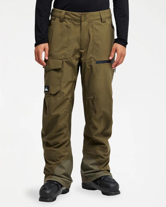Image of a model wearing Pants. Product name - Quiksilver Mens Utility 20K Snow Pants Grape Leaf in Grape Leaf colour by brand - Quiksilver