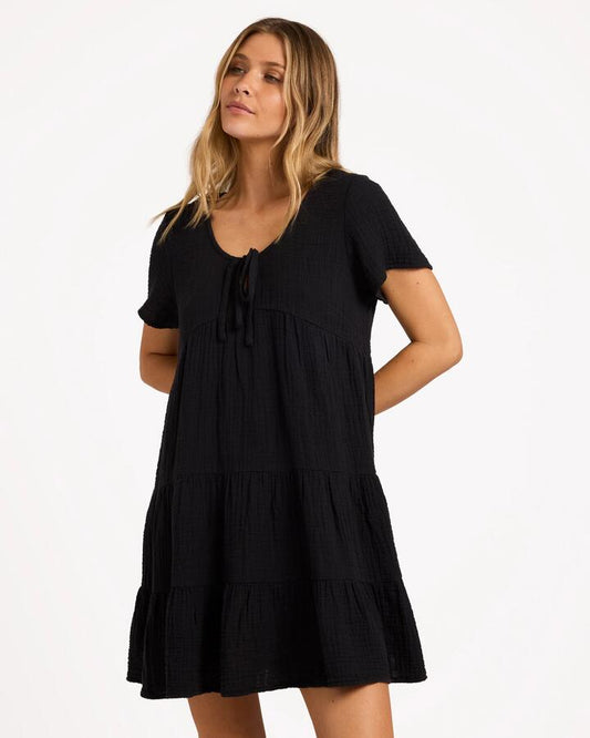 Image of Dresses. Product name - Billabong Womens Sutton Mini Dress Washed Black in Washed Black colour by brand - Billabong