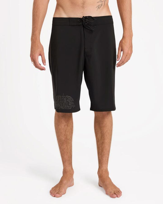 Image of Swimwear. Product name - Rvca Mens Thrashed Wings 22" Boardshorts Black in Black colour by brand - Rvca