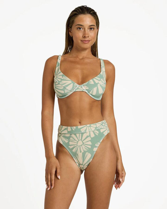 Image of Swimwear. Product name - Roxy Womens Suntribe D-Cup Bikini Top Matcha in Matcha colour by brand - Roxy