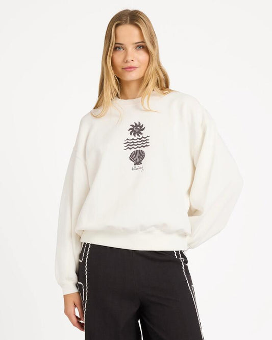 Image of Accessories. Product name - Billabong Womens Sol Mate Kendal Crew Neck Salt Crystal in Salt Crystal colour by brand - Billabong