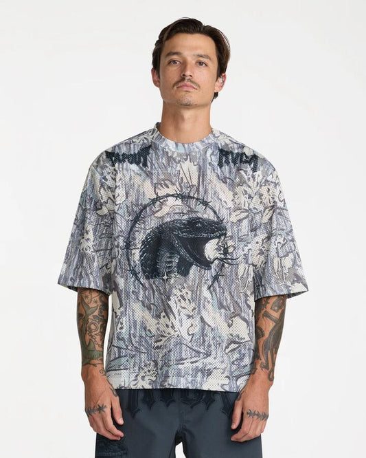 Image of T-Shirts. Product name - Rvca Mens Tapout Mesh Jersey T-Shirt Camo in Camo colour by brand - Rvca