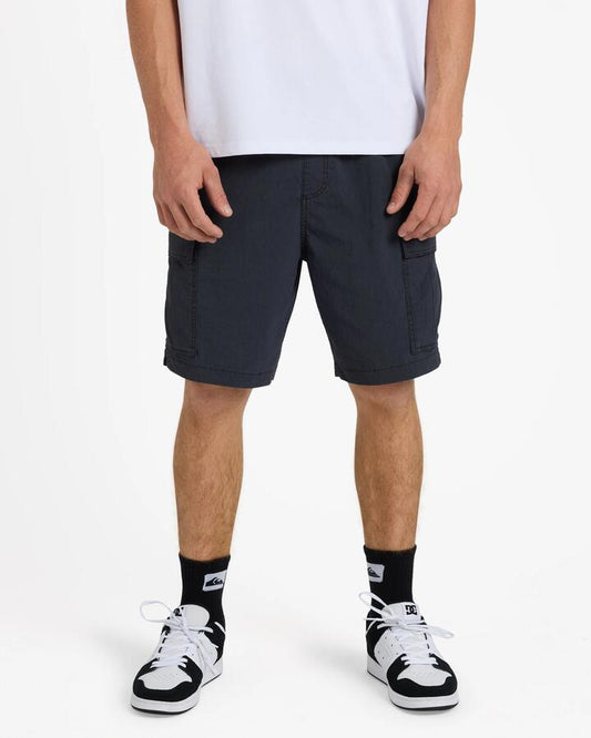 Image of a model wearing Shorts. Product name - Quiksilver Mens Taxer Surfwash Amphibian 19" Hybrid Shorts Tarmac in Tarmac colour by brand - Quiksilver