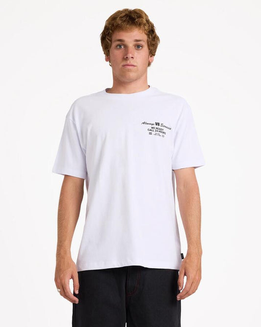Image of T-Shirts. Product name - Rvca Mens V8 T-Shirt White in White colour by brand - Rvca