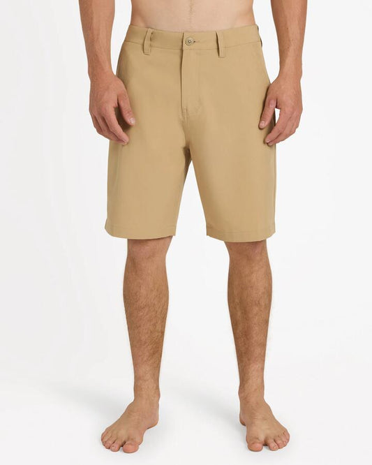 Image of a model wearing Shorts. Product name - Quiksilver Mens Union Amphibian 20" Hybrid Shorts Khaki in Khaki colour by brand - Quiksilver