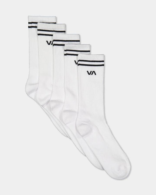Image of Socks. Product name - Rvca Mens Union Iii 5 Pack Sport Socks White in White colour by brand - Rvca
