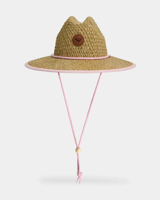 Image of Hats. Product name - Roxy Girls 2-7 Pina To My Colada Solid Straw Hat Powder Pink in Powder Pink colour by brand - Roxy