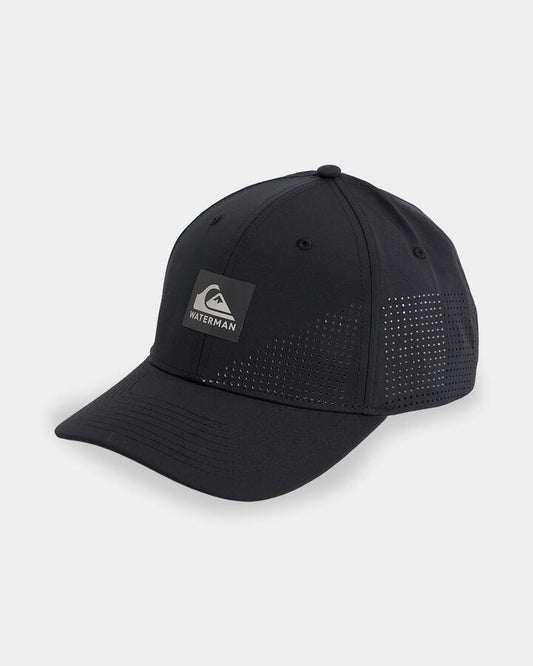 Image of Hats. Product name - Quiksilver Mens Perf Turf Snapback Cap Black in Black colour by brand - Quiksilver