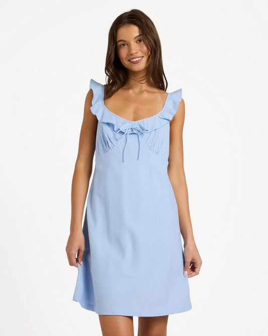 Image of Dresses. Product name - Roxy Womens Little Darlin Mini Dress Windsurfer in Windsurfer colour by brand - Roxy