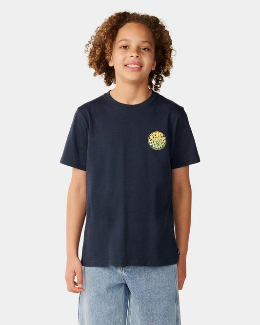 Image of T-Shirts. Product name - Rip Curl Boys 8-16 Wetsuit Icon T-Shirt Midnight Navy in Midnight Navy colour by brand - Rip Curl