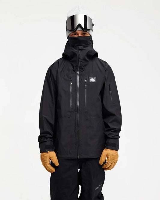 Image of Coats & Jackets. Product name - Quiksilver Mens Overcast 3L 20K Snow Jacket Black in Black colour by brand - Quiksilver