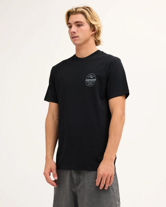 Image of T-Shirts. Product name - Quiksilver Mens Original Stamp T-Shirt Black in Black colour by brand - Quiksilver
