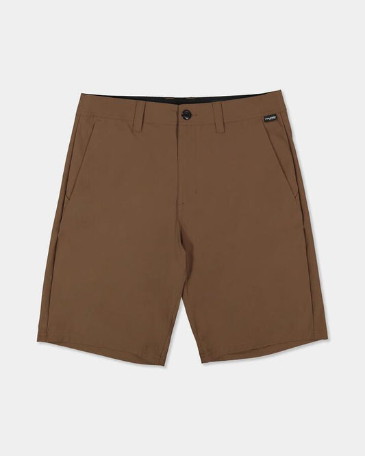 Image of a model wearing Shorts. Product name - Volcom Mens Frickin Cross Shred 20" Walkshorts Brown Stone in Brown Stone colour by brand - Volcom