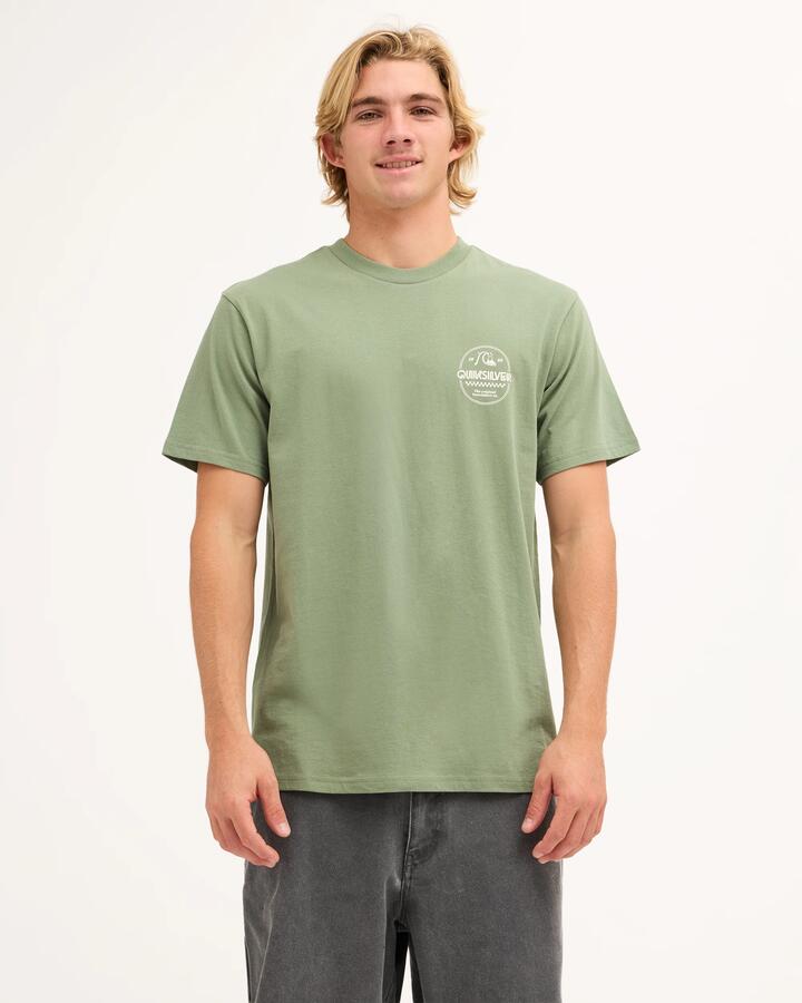 Image of T-Shirts. Product name - Quiksilver Mens Original Stamp T-Shirt Sea Spray in Sea Spray colour by brand - Quiksilver