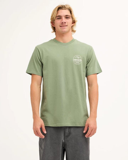 Image of T-Shirts. Product name - Quiksilver Mens Original Stamp T-Shirt Sea Spray in Sea Spray colour by brand - Quiksilver